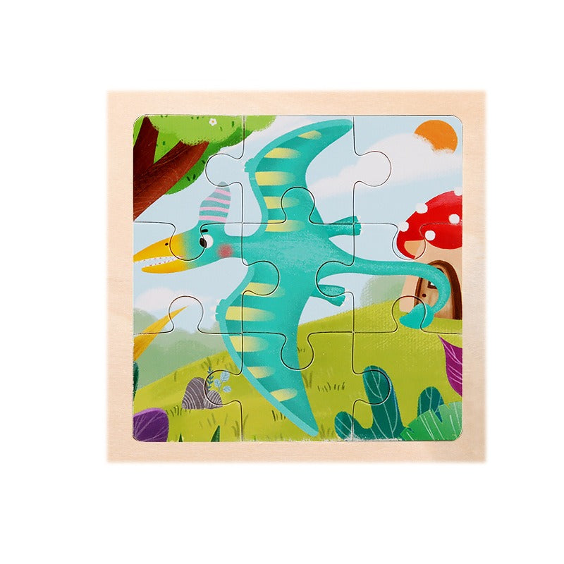 9-Piece Wooden Puzzle Set – Animal & Transportation Early Learning Cognitive Boards