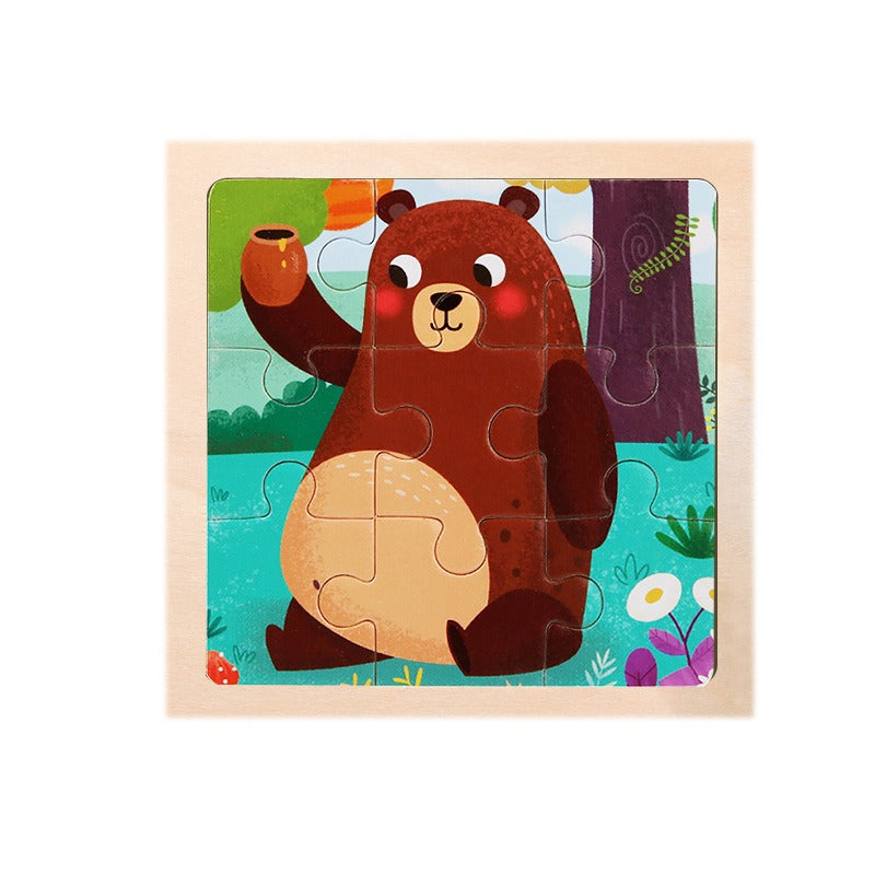 9-Piece Wooden Puzzle Set – Animal & Transportation Early Learning Cognitive Boards