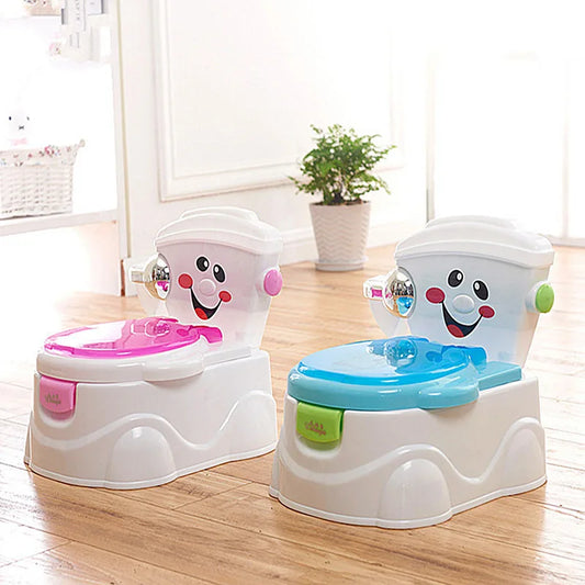 Comfortable Cartoon Face Baby Potty for Boys & Girls with Tissue Holder & Backrest