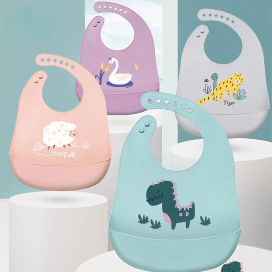 Silicone Adjustable Waterproof Dinosaur Baby Bib – Feeding Bib for Boys & Girls & Girls
